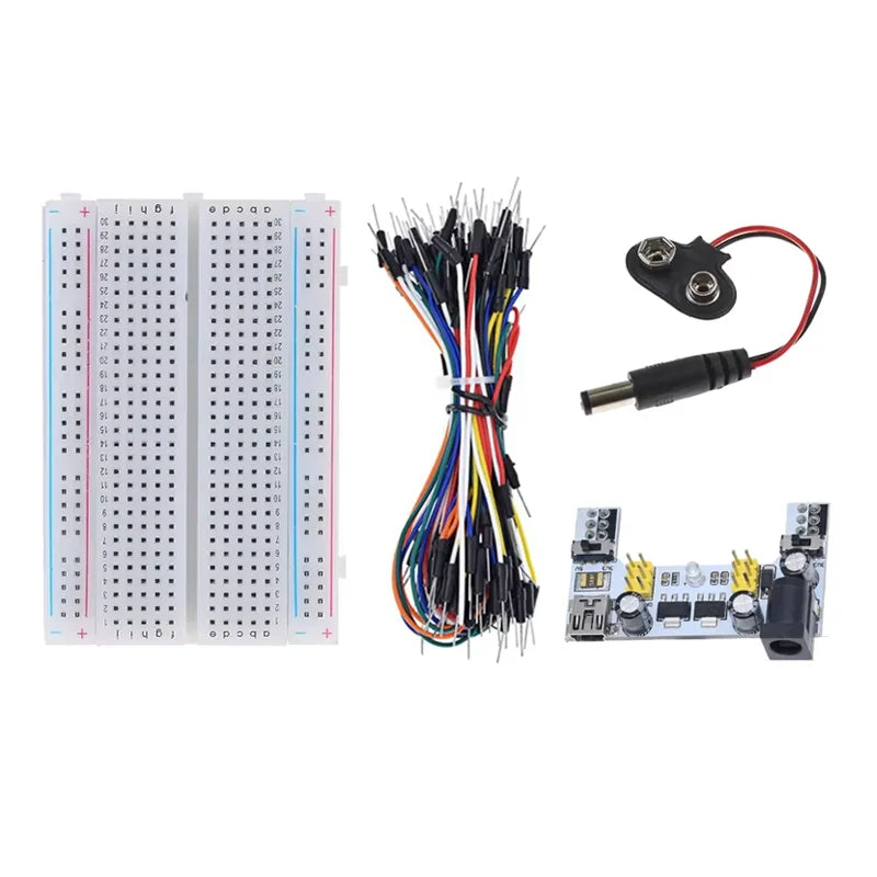 MB102 Breadboard Power Supply Module + MB-102 830/400 Points Solderless Breadboard Kit with 65 Flexible Jumper Wires 3.3V/5V