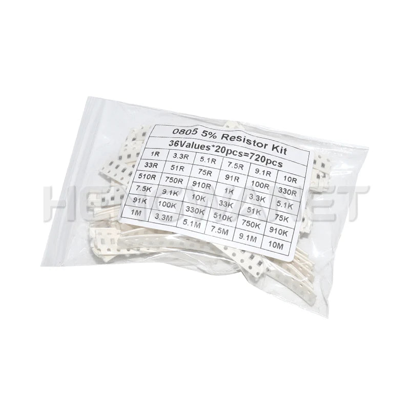 720pcs 0603 0805 1206 SMD Resistor Kit 1R-100M 10K 100K 1K 1R 100R 220R 5% Electronic Set