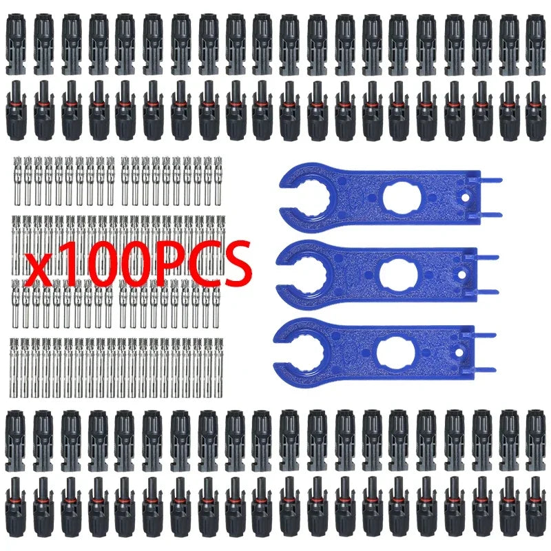 10/20/60/100PCS Photovoltaic Connectors, Solar Cable Connectors, IP67 Waterproof Adapters, DC1000V/30A Used for 2.5/4/6mm2 Cable