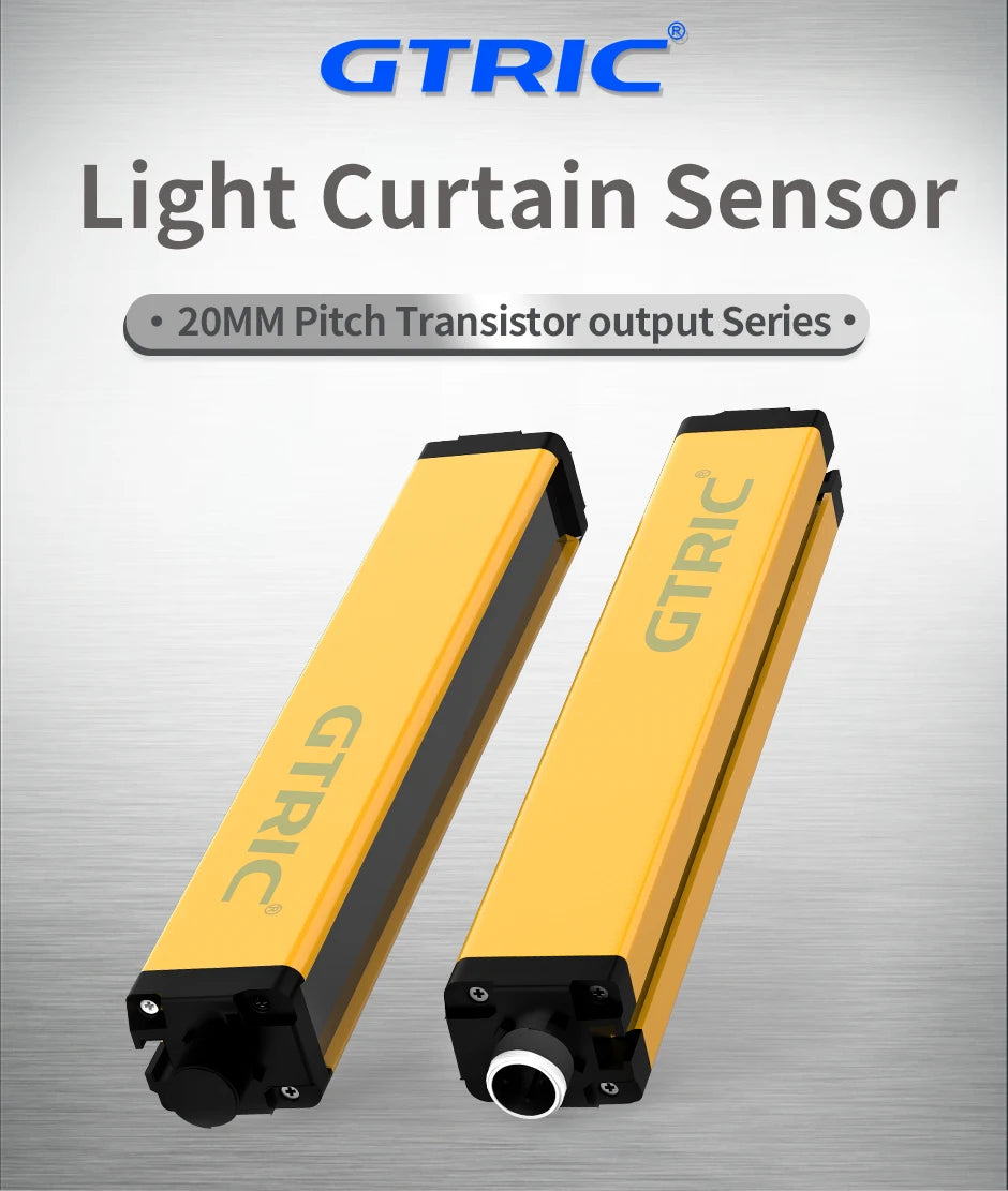GTRIC Safety Light Curtain Sensor 20mm Pitch Area Protection Device Industrial Infrared Grating Barrier NPN PNP Output 12-24V DC