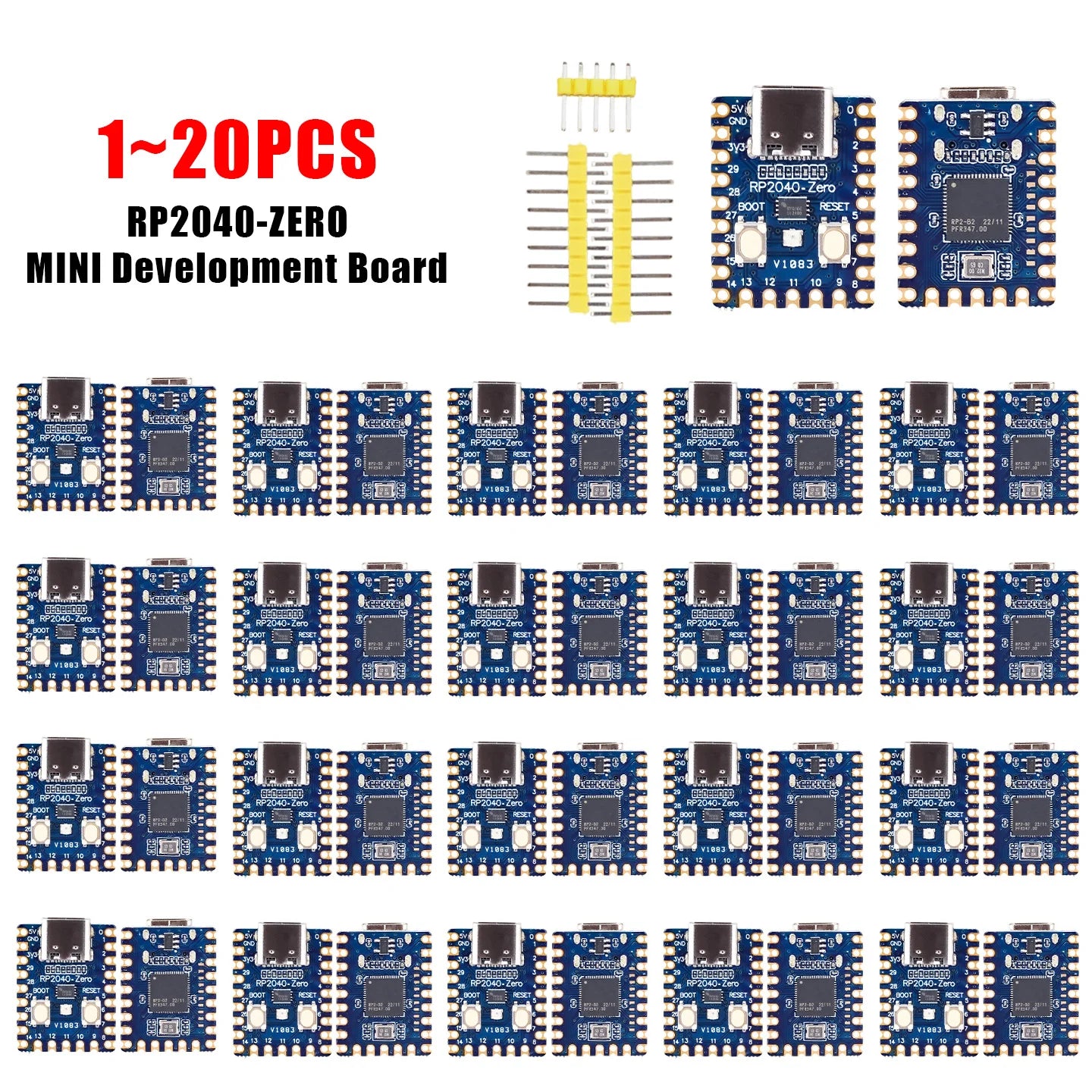 1-50PCS RP2040-Zero RP2040 for Raspberry Pi Microcontroller PICO Development Board Dual-core Cortex M0+ Processor 2MB Flash XCW