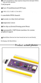 Ultimate Pico RP2040 128Mbit 16MB/4M compatible with Raspberry Pi, featuring a dual-core processor