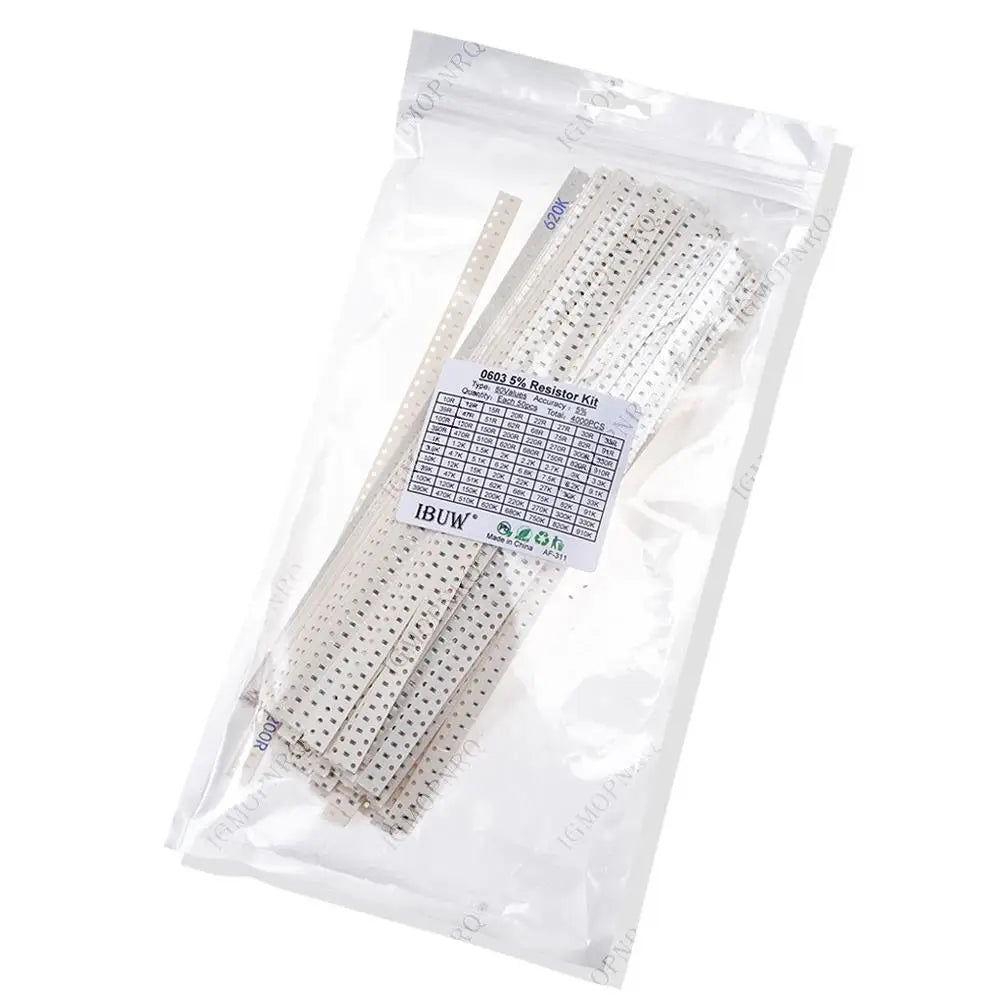 4000PCS/lot 0603 SMD Resistor Kit Assorted Kit 10ohm-1M ohm 5% 80valuesX 50PCS=4000PCS Sample Kit hjxrhgal