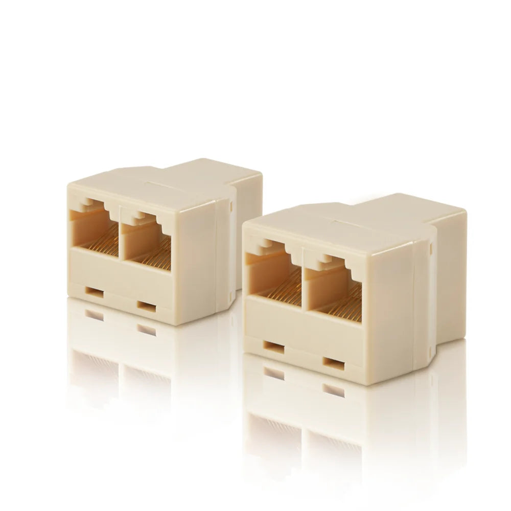 RJ45 1 to 2 Ethernet Splitter Adapter, Dual LAN Port Network Socket Extension Plug, 8P8C RJ45 Connector for Cat5 Cat5e Cat6