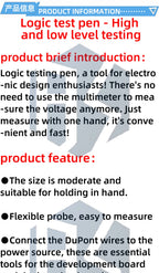 Logic Pulser Analyzer Detecting Probe 5V 3.3V Convenient and Quick Learning Board Logic Tester Pen Level Tester with Line