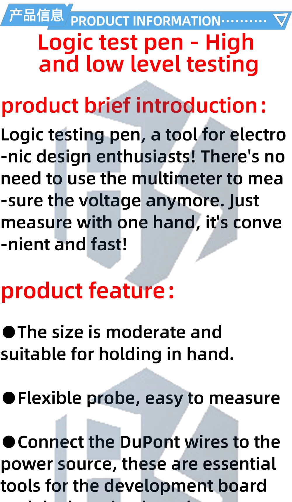 Logic Pulser Analyzer Detecting Probe 5V 3.3V Convenient and Quick Learning Board Logic Tester Pen Level Tester with Line