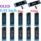 XZG 1-20PCS 0.91 Inch 128x32 IIC I2C  White /Blue OLED LCD Display DIY Module SSD1306 Driver IC DC 3.3V 5V for arduino