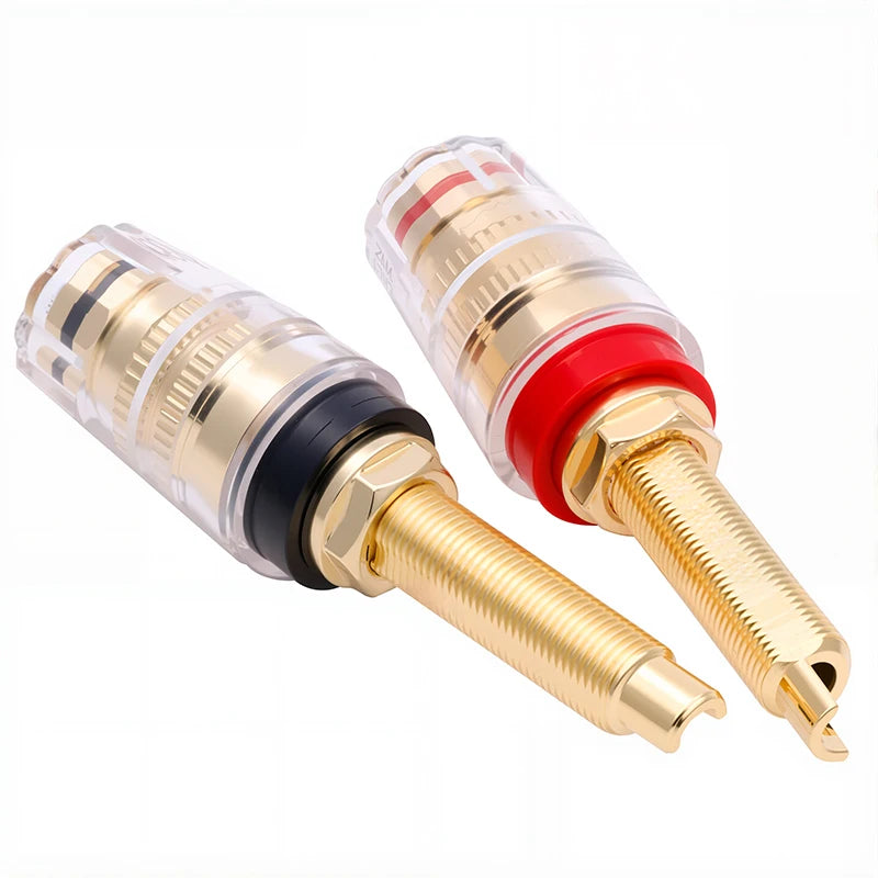 HIFI Copper Socket Plug Crystal Audio Speaker Connector Gold-plated Amplifier Terminal Binding Post Banana Plug Socket M8 L8