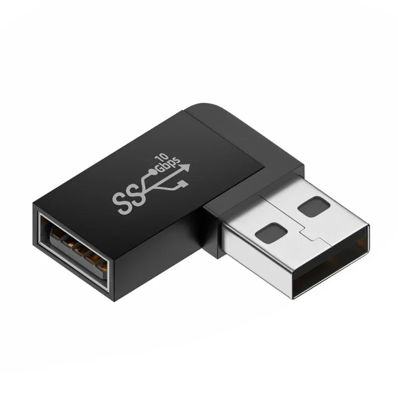 USB 3.0 Male to Female 90 Degree Right Angle Extension Adapter USB Upward Elbow Adapter 10Gbps for Laptop PC Connector Converte