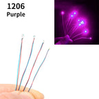 10pcs/Bag 0805 1206 SMD Lamp Wired Micro Litz Led Pre-Soldered Chip Wired 3V Railway Model Toy Light DIY Leads Wires 30cm