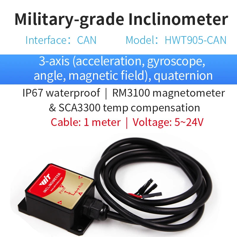 High-Precision Inclinometer HWT605 Accelerometer+Angle+Gyro, MPU9250 IMU, Temperature Compensation, Tilt Angle