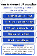 1pcs CBB61 Fan Starting Capacitor 450V 0.8/1/1.2/1.5/2/2.5/3/3.5/4/4.5/5/6/7/8/10/12/15/18/20UF Ceiling Fan Hood Motor Capacitor
