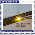 100PCS/1000/3000pcs High brightness 0402 natural white 4500K-5000K color temperature 1005 neutral white SMT LED beads