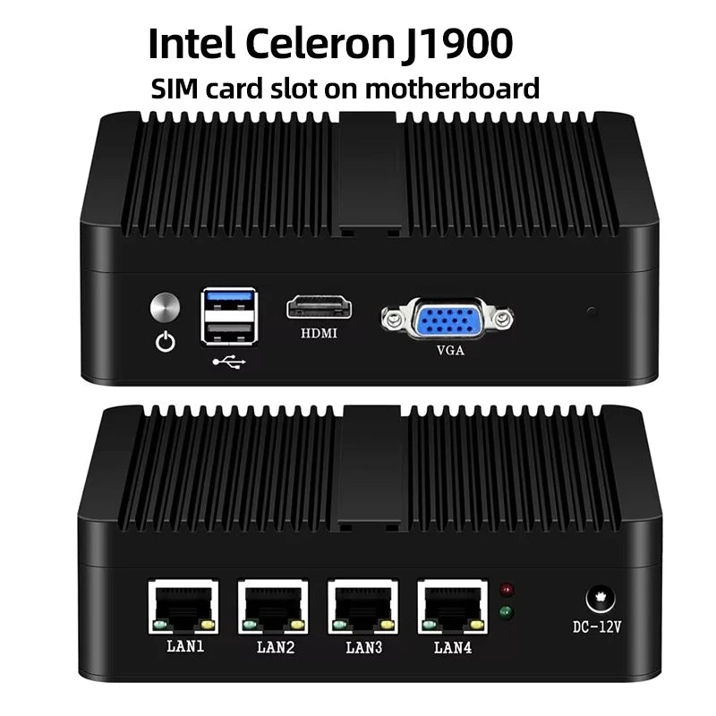 4 Ethernet Mini PC Intel N100 N2830 J1900 J4125 N5105 CPUs X86 Firewall Router Pfsense OPNSENSE Windows Linux Virtual Machine