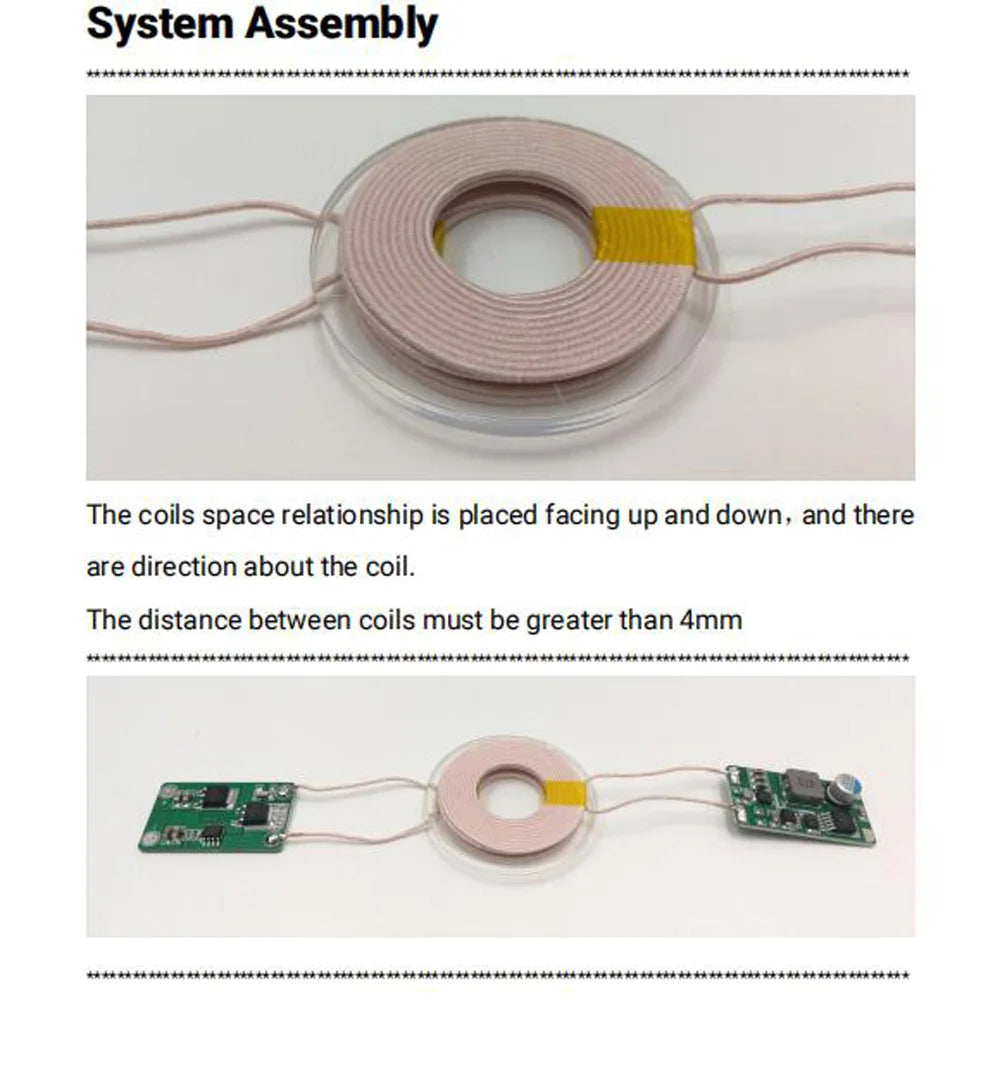 30W 2.5A Wireless Power Supply Module Robot Wireless Charging Dc 12V 24V Coil Charge Transmitter + Receiver