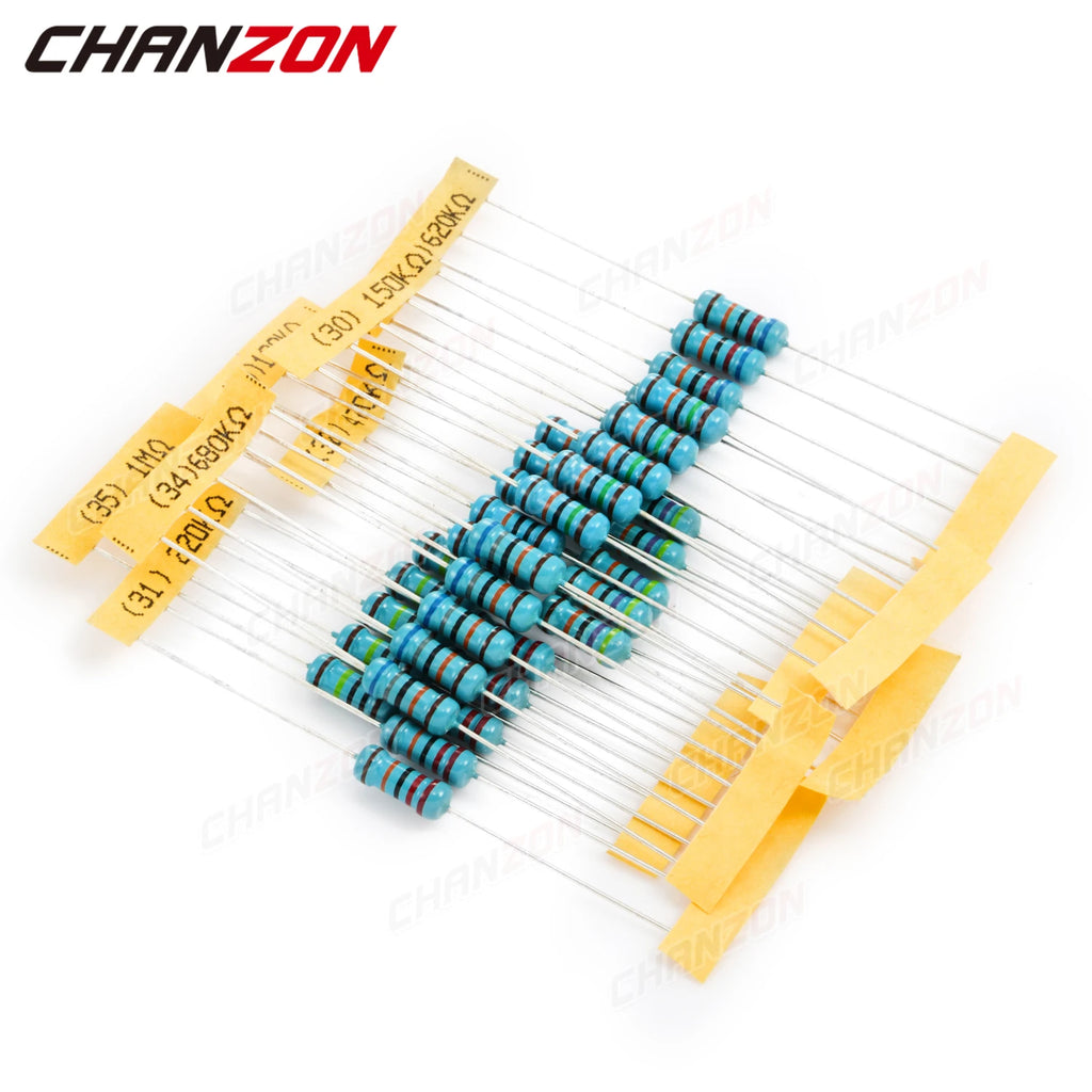 175pcs/Pack 35 Values 1W 1% High Precision Metal Film Resistors Kit 10 100 470 4.7K 10K Ohm 1 W Watt Resistance Assortment Set