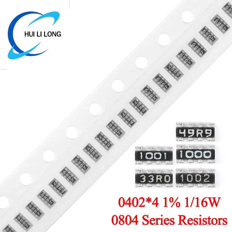 100PCS 0804 0402*4 Network Resistor 1% 1/16W SMD Array 0~1M 10 15 30 47 82 1K 2K 2.2K 3K 3.3K 10K 30K 56K 100K 150K 200K 1M ohm