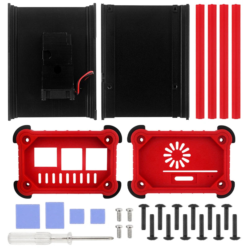 Raspberry Pi 4 Aluminum Case with Cooling Fan Heatsinks Active Cooler Anti-Falling Protection Box Shell for Pi 4