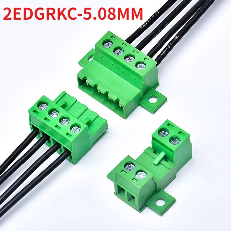 1Sets solderless docking type 2EDGRKC 5.08MM screw terminal block connector PCB plug-in type 2edg type green terminal block