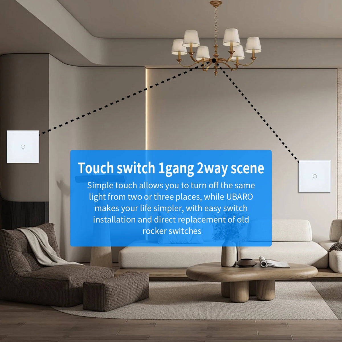 NYWP EU 86*86mm 1Gang 2Way Dual Touch Switch Tempered Glass Panel Stair Switch Bedroom Sensor Switches Cross No Need WI-FI
