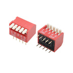 5PCS Piano Type 2.54MM DIP Switch DP 2P/3P/4P/5P/6P/7P/8P/10P/12P bit 2.54mm DIP Switch Red Right Angle Side Position