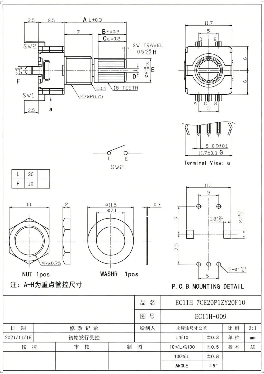 5pcs 20Position Incremental 360 Rotary Encoder Knob Button Switch EC11 Arduino Digital Potentiometer 15/20mm Plum Half Shaft