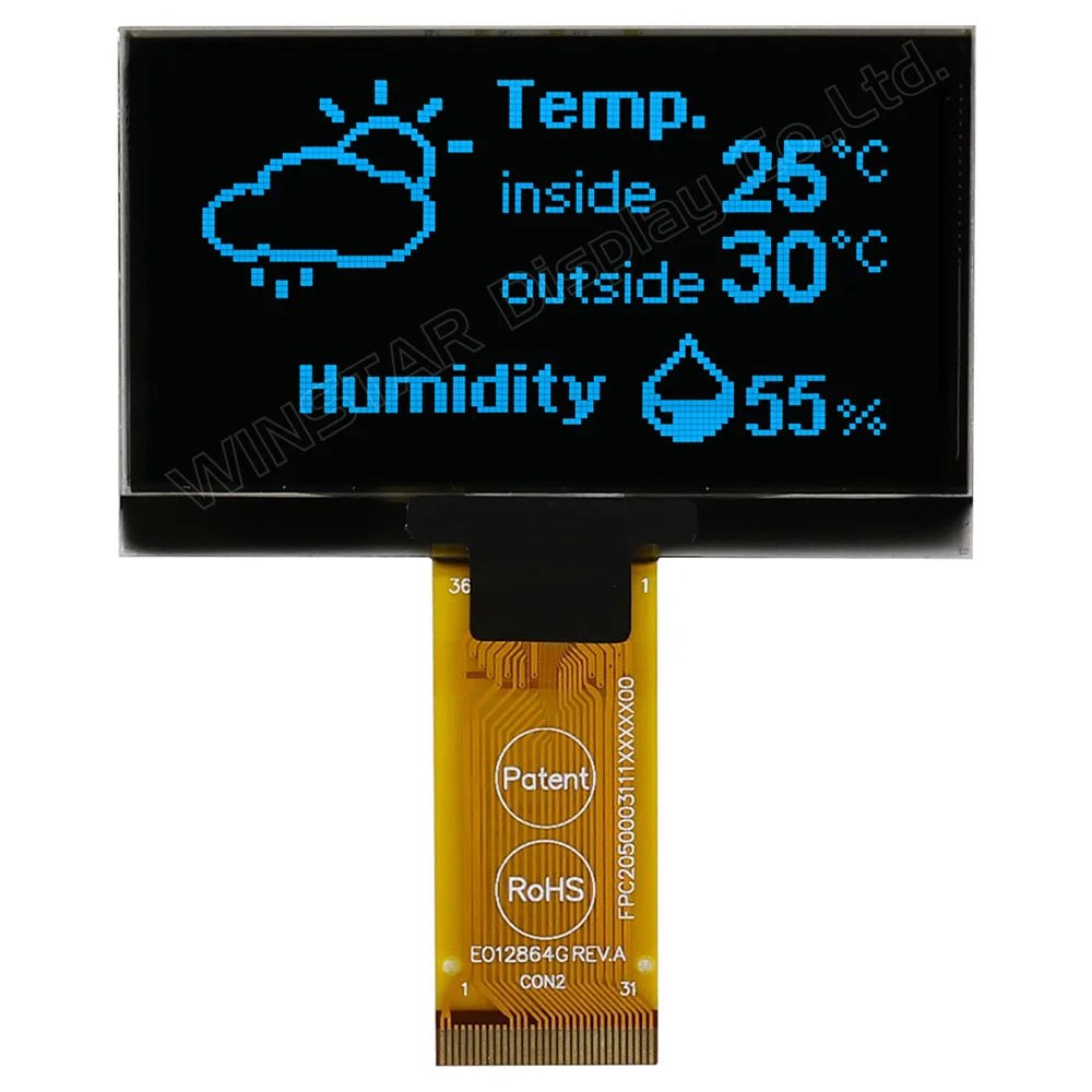 Winstar WEO012864G 31P COG Graphic SPI/I2C/6800/8080 SSD1309 3V 2.42 inch OLED Display 2.42" 128x64