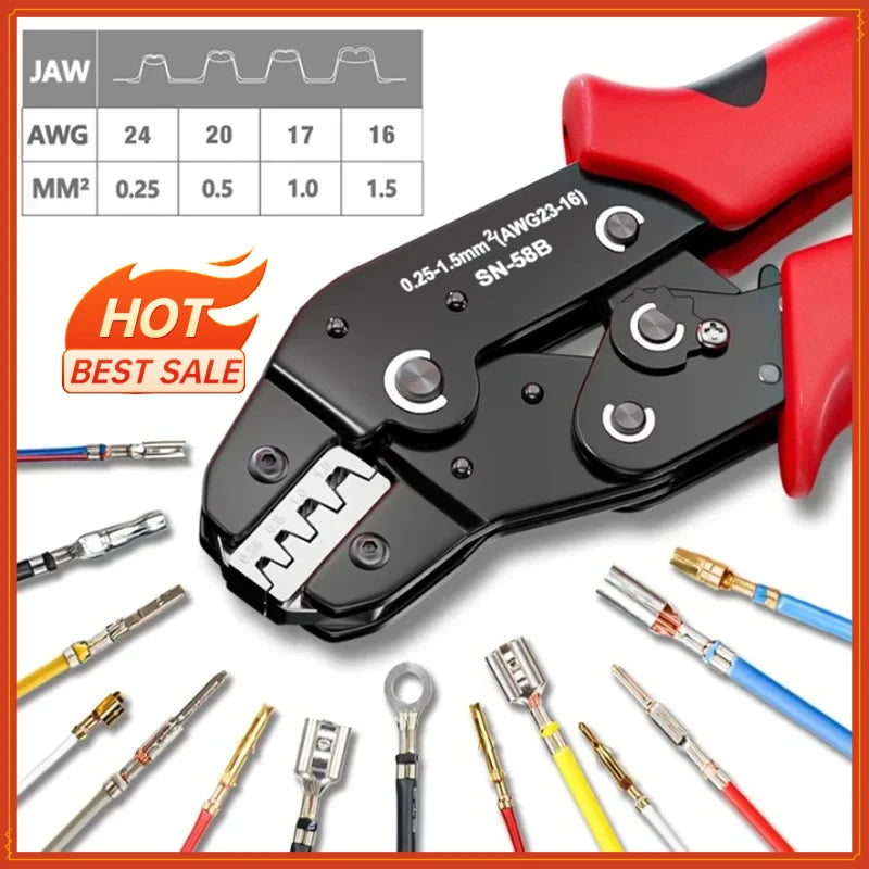 Ratcheting Crimping Tool Set For Dupont JST MOLEX Open Barrel,Dupont Molex JST TE Terminals & EPC PCIE SATA Pins SN-58B