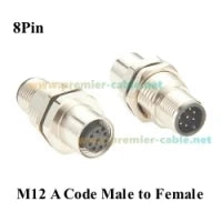 M12 A Code 5Pin Male to Female Converter IP67 Shielded Bulkhead Feedthrough Panel Mount Connector Receptacle 60V 4A for NMEA2000