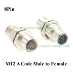 M12 A Code 5Pin Male to Female Converter IP67 Shielded Bulkhead Feedthrough Panel Mount Connector Receptacle 60V 4A for NMEA2000