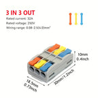 5Pcs Ip68 Waterproof Cable Connector Quick Connection 2 in 2 Out /3 in 3 Out Electrical Terminal Adapter Wire Connector