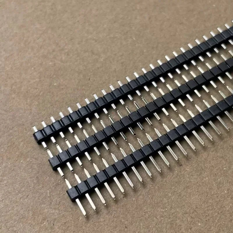100pcs 2.54mm Male Pin Header L7.5/8.5/9.5/10.5mm 1x2/3/4/5/6P Straight Single Row Single Plastic 0.8U Gold PCB Connector