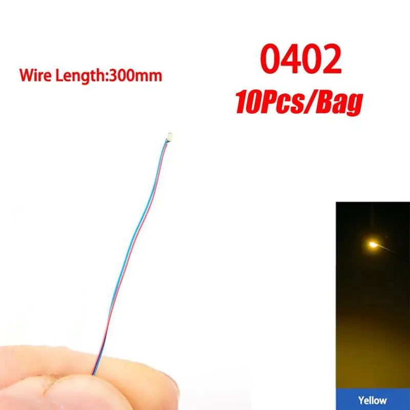 10Pcs/Set DIY Model Kits LED 0402 0603 0805 1206 SMD Lamp Wired Micro LED Chip 3V 30cm Pre-Soldered Miniature Scenes Toy Lights