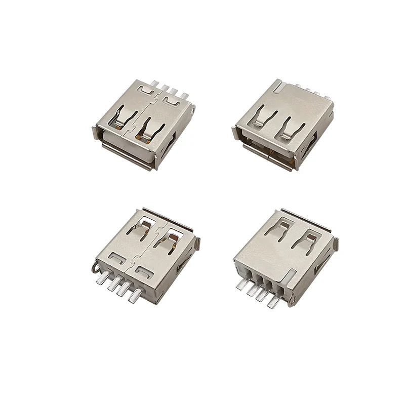 10Pcs USB 2.0 Type A Male Plug/Female Socket 4 Pin Soldering Connector USB Port Charging Data Cable Repair DIY Assembly Adapter