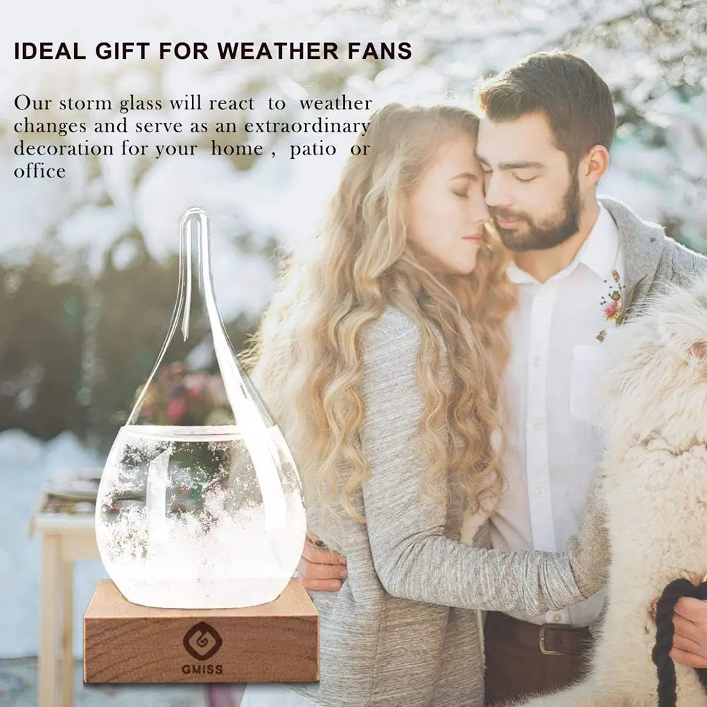Crystal Storm Glass Barometer - Transparent Weather Forecast Water Drop Weather Station Desktop Decor for Table Ornament