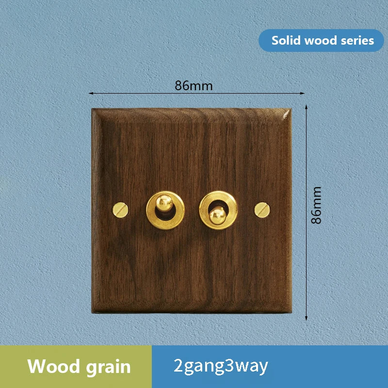 1/2/3/4gang1/2way European Vintage Passage Wall Light Solid Wood Brass Toggle Panel Switch Power Outlet, Antique Home Decor