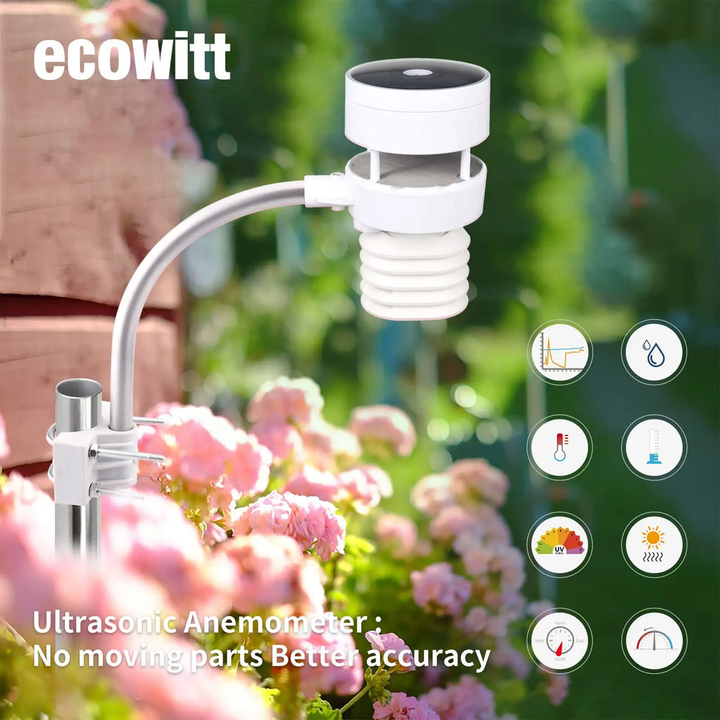 Ecowitt WS80 6-in-1 Solar Powered Ultrasonic Anemometer with Light & UV, Thermo-hygrometer Weather Station Sensor - Sensor Only