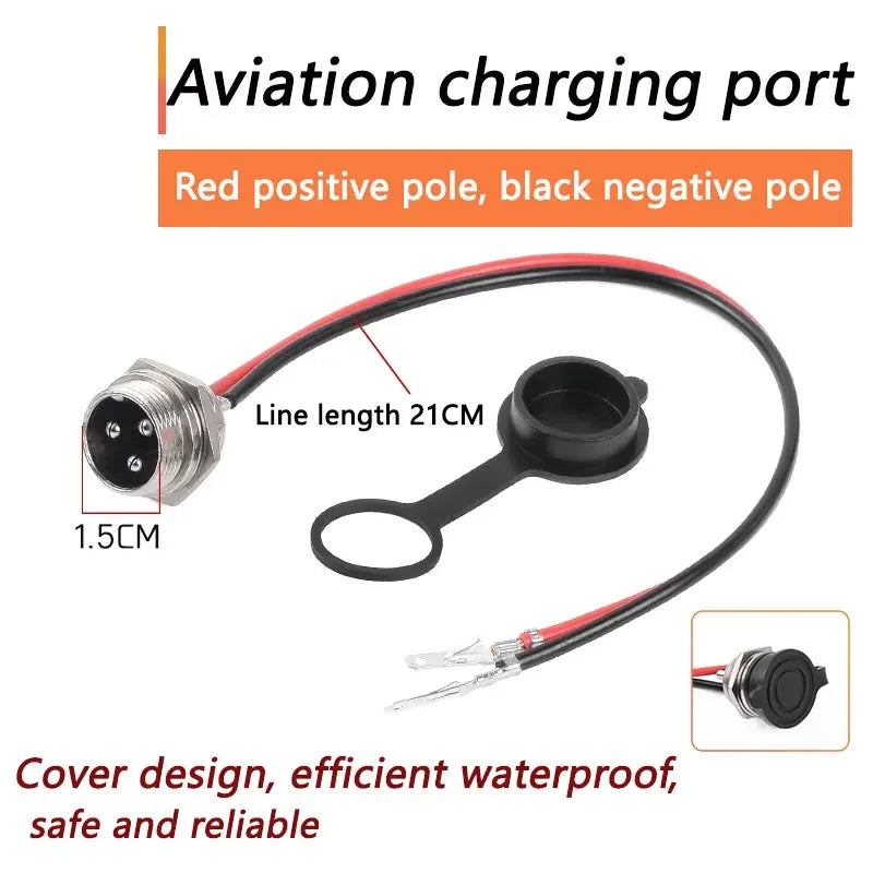 GX16 3Pin Plug for Lithium Battery Electric Scooters Aviation Charging Port 3 Pin Charger Output Cable 220V Waterproof Dust-pro