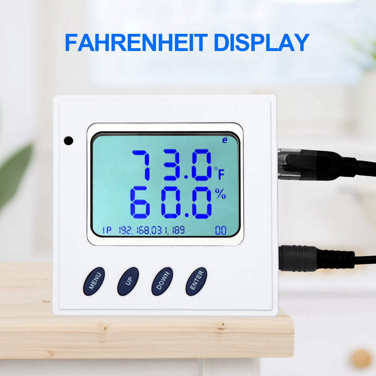 High Accuracy POE RJ45 Ethernet Temperature Humidity Sensor with Large LCD Display SNMP V1/TCP/UDP IP Network Monitoring Support