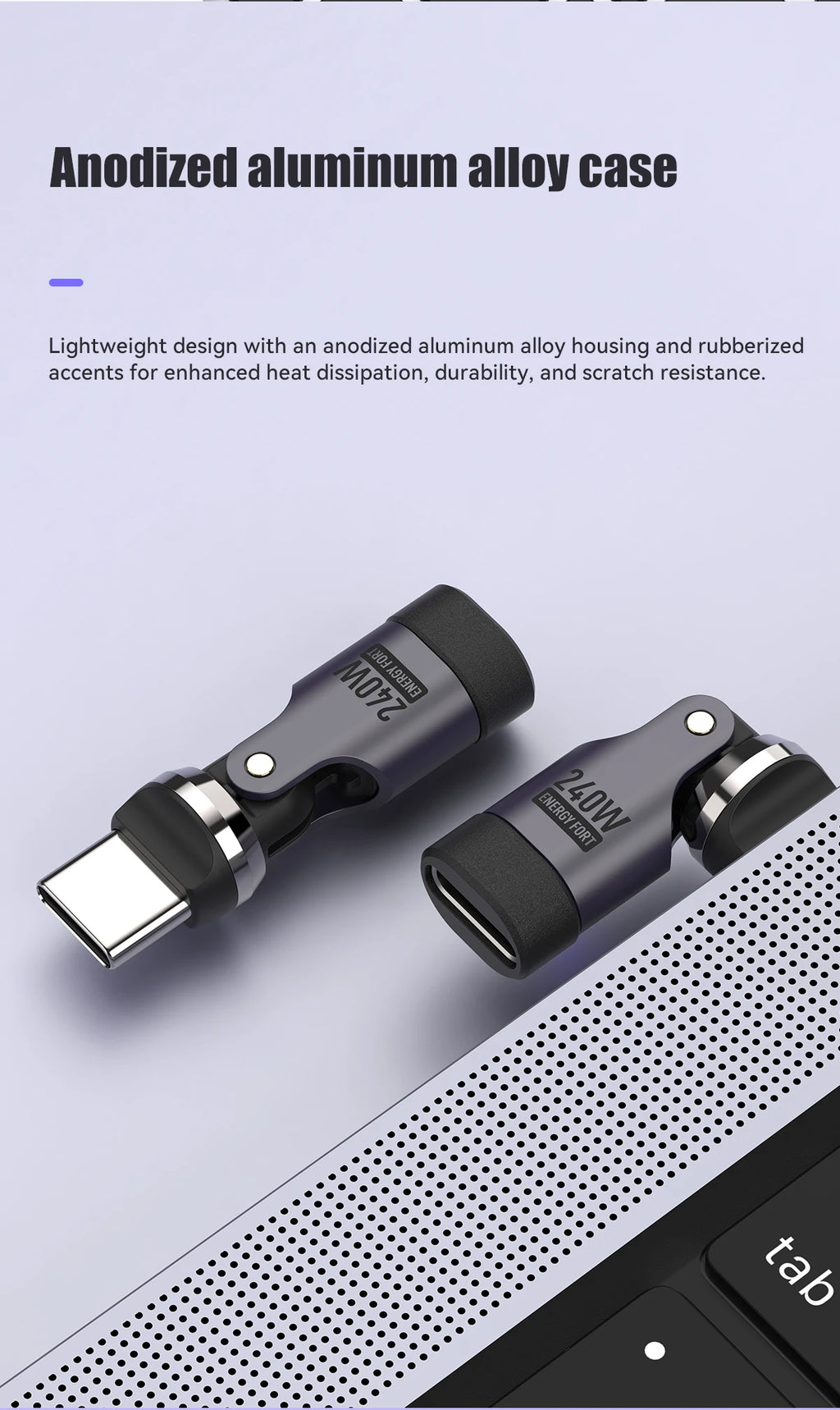 PD240W OTG C Type Adapter 90° 540° Rotating Type C Adapter Fast Charging USB C Adapter Extender for iPhone 17Pro Laptop Tablet