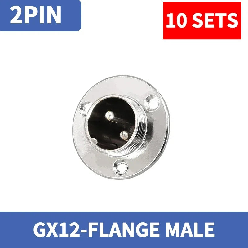 10Sets GX12 Aviation Socket Plug 2 3 4 5 6 7 Pin M16 DF16 Rhombus Flange Male Female Circular Connector Cable Panel Mount Solder