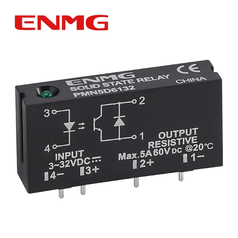 ENMG PMN5D6132 DC Solid State Relay SSR 5A 60V PCB Mount Relay 3-32V Input 5-60V Output Optical Isolation MOSFET Relay
