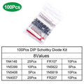 100/200PCS Rectifier Diode Schottky Diode Kit 1N4007 1N4148 1N5408 1N5819 1N5822 1N4001 1N4004 1N5404 FR107 FR207 Fast Switching