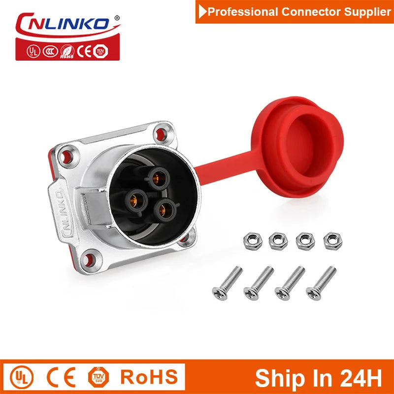 Cnlinko LP24 3 4Pin M24 Aviation Waterproof Power Connector Plug Socket for Radio Audio Visual Video Medical LED UAV Industry