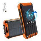 36000mAh Solar Power Bank 18W Wireless Charge With 4 Charging Heads LED Lamp Flashlight for Outdoor Battery Portable