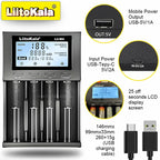 LiitoKala for 18650/26650/AA/AAA Li-ion/Ni-MH LCD Display Safe Fast Charging Lii-M4/M4S 4-Slot Smart Charger