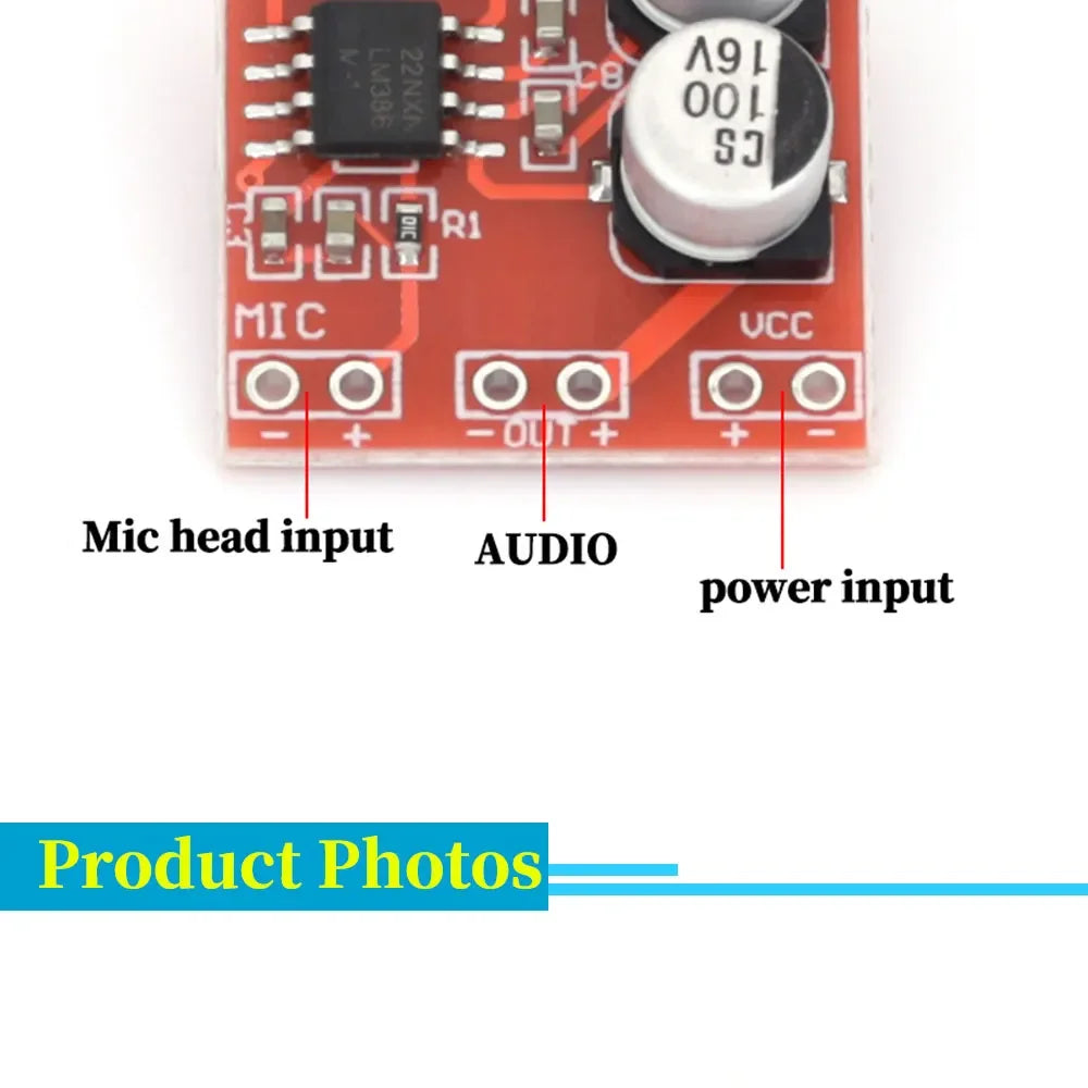 LM386 electret microphone amplifier board / microphone amplifier / without potentiometer DC4-12V