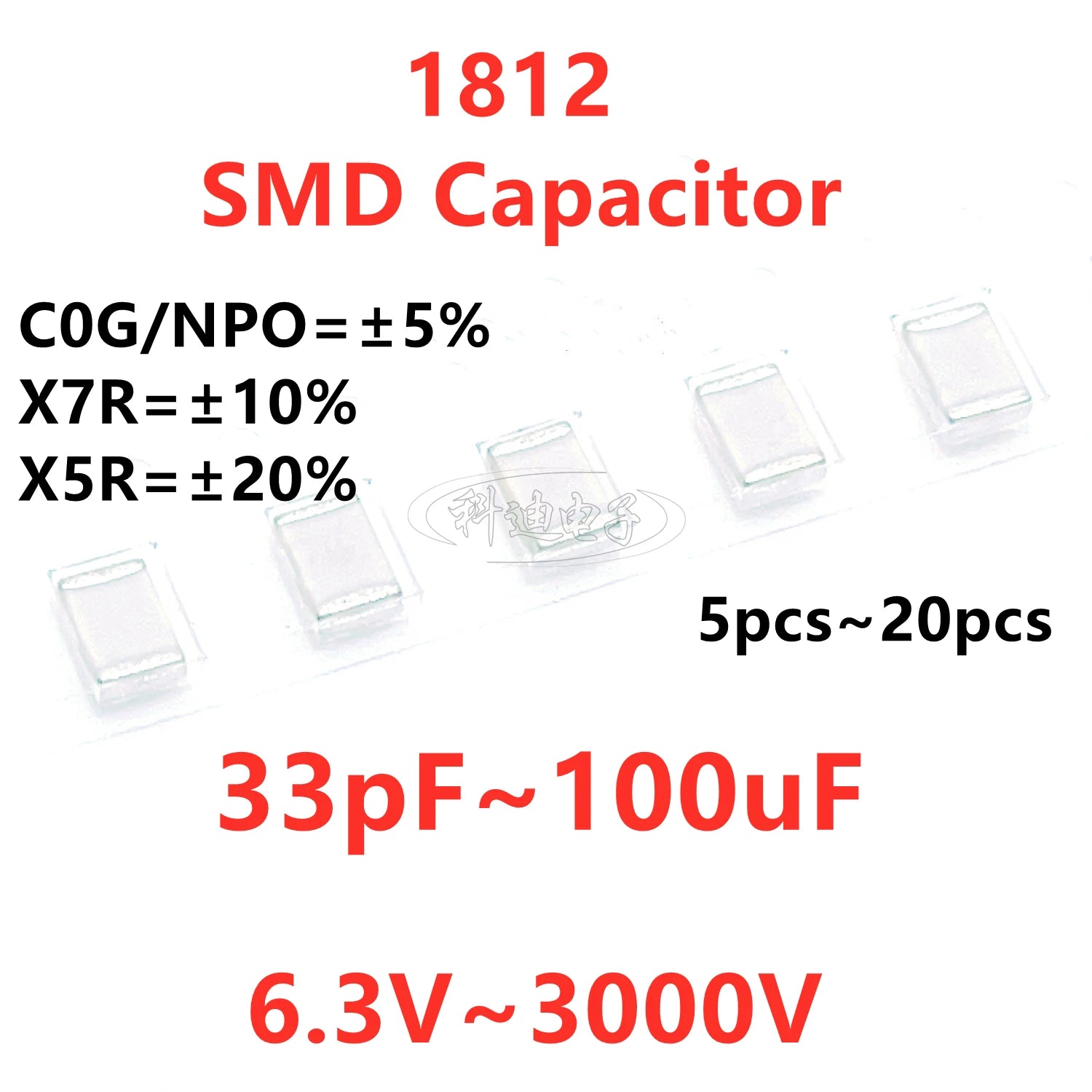 1812 SMD Capacitor 10pF33pF220pF330pF470pF680pF1nF2.2nF4.7nF10nF22nF47nF100nF0.1uF1uF2.2uF4.7uF10uF22uF47uF100uF NPO 226 Yxincn