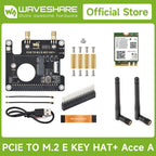 Waveshare PCIe To M.2 E KEY HAT for Raspberry Pi 5, Compatible With NGFF (M.2 E Key) Wireless NIC, Raspberry Pi 5 PCIe HAT