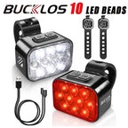 BUCKLOS Bicycle Rear Light Front Light 1100mAh LED COB Waterproof Bike Lamp USB Rechargeable Mtb Road Bike Taillights Bike Parts
